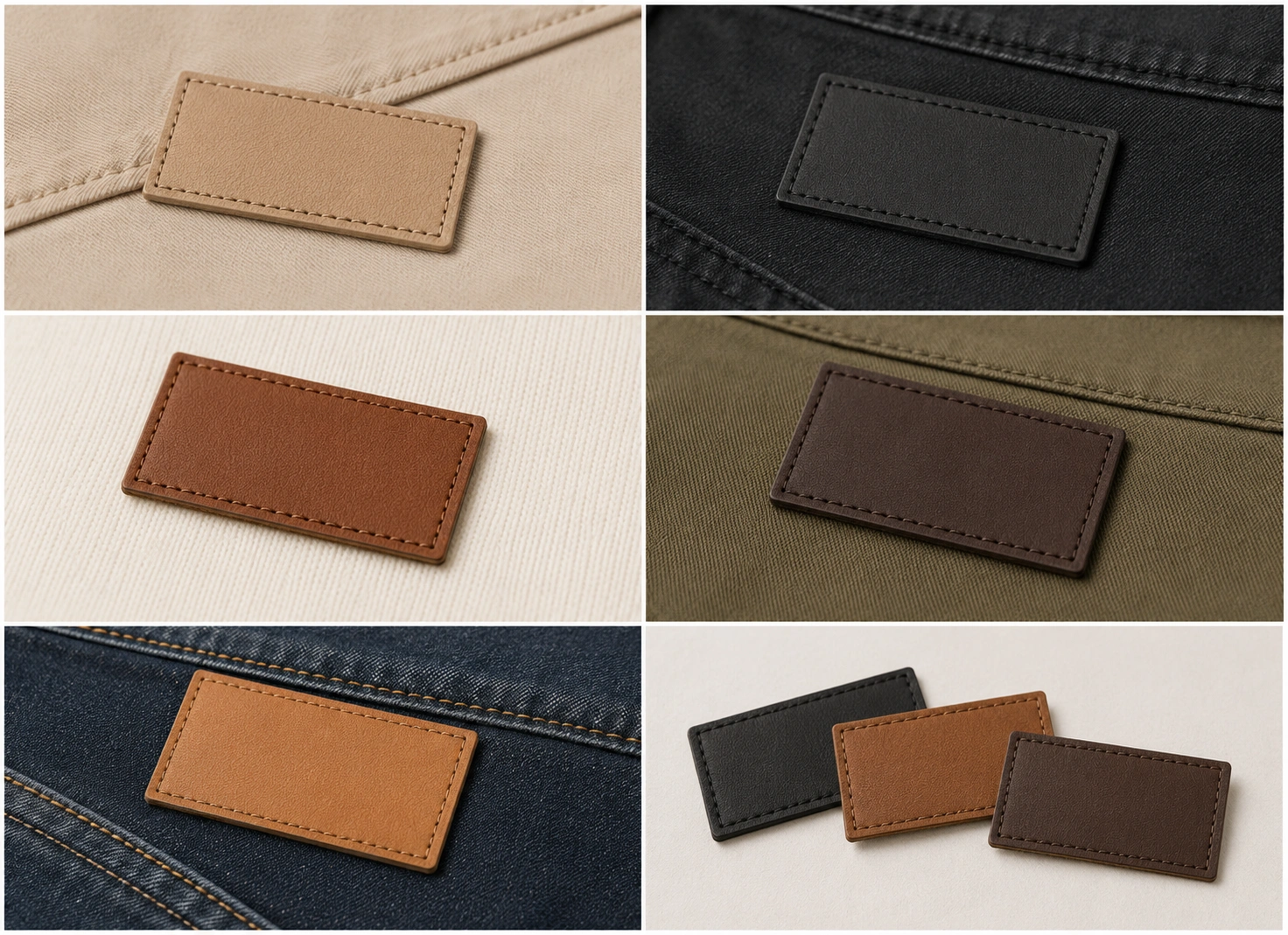 Leather patch apparel branding detail